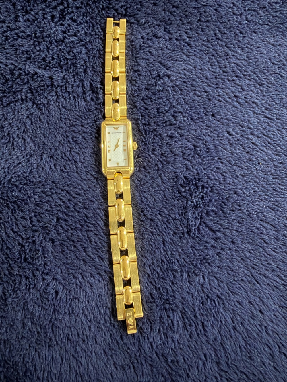 Emporio Armani Gold-Tone Rectangular Dial Bracelet Watch